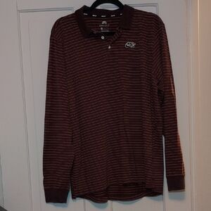 Nike Men's Burgundy Striped Polo Shirt